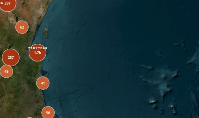 The live property map — the coast and Zanzibar's camps